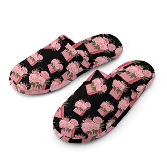 Generic Shopping for Flowers Mens Cozy Memory Foam Slippers Warm Cotton House Shoes Comfy Slipper for Indoor Outdoor