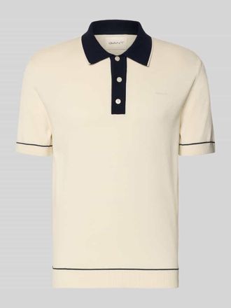 GANT Slim Fit Poloshirt mit Logo-Stitching in Offwhite, Gr&ouml;&szlig;e XXXL
