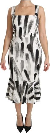 Dolce & Gabbana Chique Monochrome Midi Jurk - Dames - Casual kleedjes - Veelkleurig - L - Kleedjes