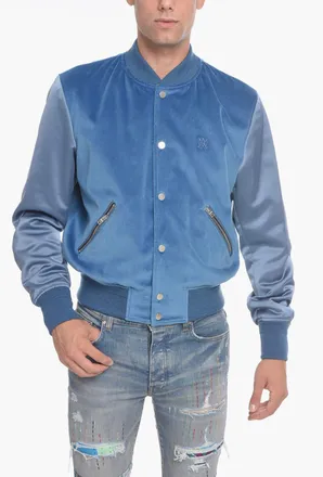 Amiri Velvet Satin Bomber Jacket- Blue