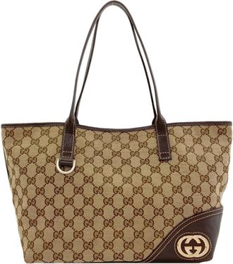 Gucci Brown Canvas Tote Bag (Pre-Owned)