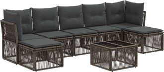 vidaXL Conjunto De Sof&aacute;s De Jard&iacute;n 8 Uds. Gris Rat&aacute;n Sint&eacute;tico Vidaxl