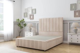 Sloomy Langston Naples Divan Base 2 Drawers-26 Headboard & 12 Footboard in Light Sand | Size: Single