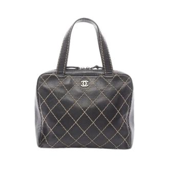 Chanel Pre-owned Handbags, female, Black, Size: ONE SIZE Pre-owned Wild Stitch Leather Handbag