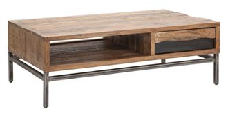 Mauro Ferretti Mesa de centro de madera marr&oacute;n con caj&oacute;n cm 118x70x40