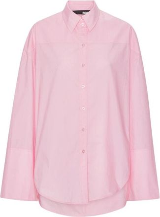 Rotate Zachtroze Oversized Katoenen Shirt - Dames - Overhemden - Roze - M - Katoen - Overhemden