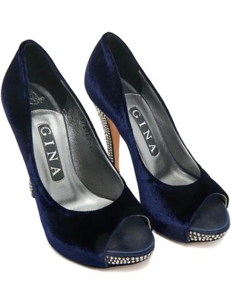 Gina Jenna velvet platform pumps - Blue