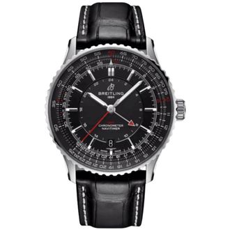 Breitling Navitimer Automatic 41 GMT Black Dial Leather Strap Mens Watch A32310251B1P1