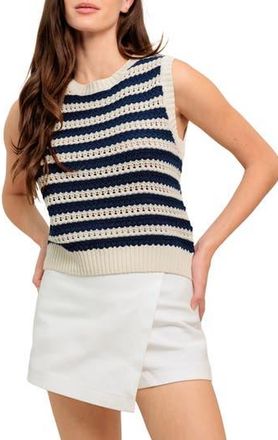 Flying Tomato Sweater Top in Ivory Navy at Nordstrom Rack, Size Medium