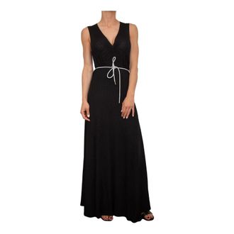 Blugirl Zwarte V-hals Viscose Jurk - Dames - Avondkleed - Zwart - XS - Kleedjes