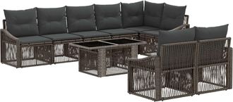 vidaXL Conjunto De Sof&aacute;s De Jard&iacute;n 9 Uds. Gris Y Gris Oscuro Vidaxl