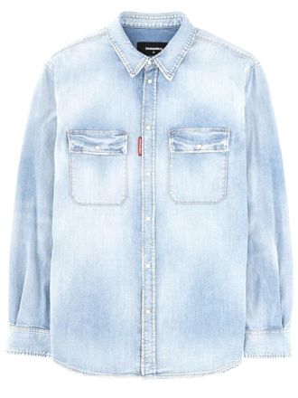 Dsquared2 Canadian Vintage Light Wash Denim Shirt