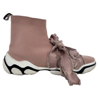 Valentino RED Valentino Glam Run Gebreide Hoge Sneakers in Roze Katoen