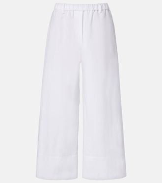 Brunello Cucinelli Pantalones anchos de lino y algod&oacute;n