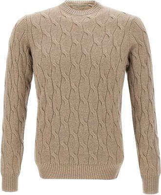 FILIPPO DE LAURENTIIS Heren Wol Kasjmier Trui Duif Grijs - Heren - Ronde hals truien - Beige - XL - Wol - Truien & Vesten