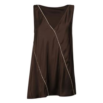 Jil Sander Blouses, female, Brown, Size: L V-neck Top with Crystals