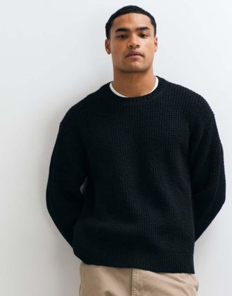 Abercrombie & Fitch maglione lavorato a maglia girocollo essenziale nero