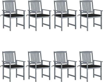 vidaXL Vidaxl - Sillas De Jard&iacute;n Con Cojines 8 Uds Madera Maciza De Acacia Gris