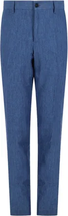 120% Lino Medium Blue Textured Linen Trousers