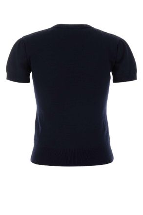 A.P.C. Womens Dark Blue Wool Blend Gia Sweater Darknavy Exterior: Virgin Cotton Maglieria
