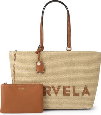 Carvela Womens Frame Raffia Tote Bag - Tan Fabric - One Size