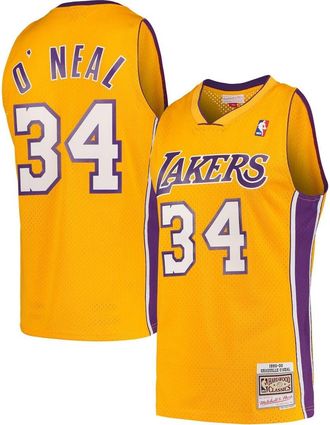 Mitchell & Ness Mens Mitchell & Ness Shaquille ONeal Gold Los Angeles Lakers Hardwood Classics Swingman Jersey at Nordstrom, Size Medium