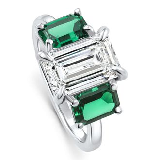 Pompeii3 Certified 5Ct Green Emerald Diamond Ring 14k Gold or Platinum Lab Grown