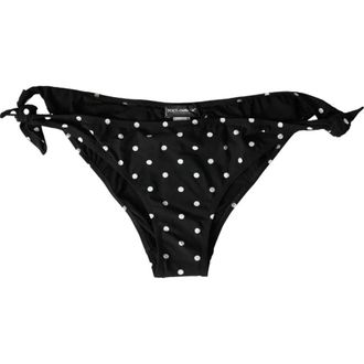 Dolce & Gabbana Womens Black Polka Dot Swimwear Beachwear Bottom Bikini And White Nylon Elastane Clothing