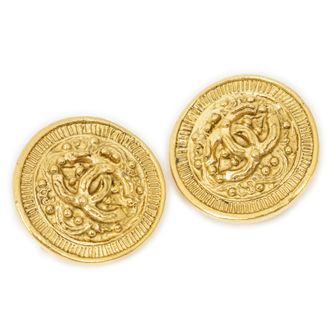 Chanel Pre-owned Womens CC Round Clip On Earrings - Gold - One Size