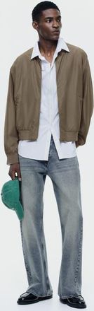 H&M Lightweight Bomber Jacket in Dark Beige at Nordstrom, Size Xx-Large
