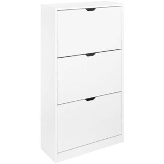 Sweeek Wood Decor Shoe Cabinet with 3 Drawers White 60x23.5x119.5 cm - Shooz