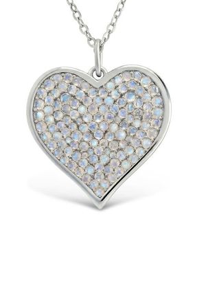 Sterling Forever Sterling Silver Moonstone Heart Pendant Necklace at Nordstrom