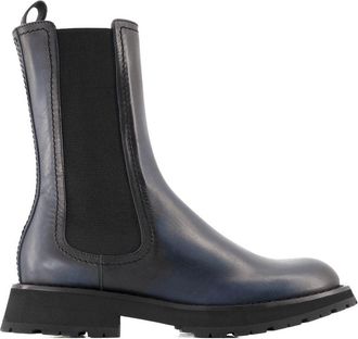 Alexander McQueen Mens Leather Chelsea Boot Gray