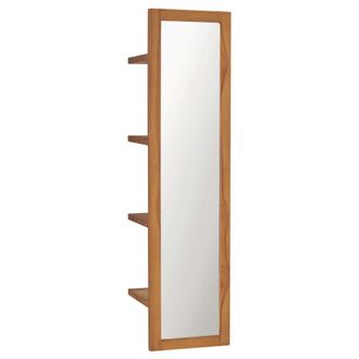 vidaXL Vidaxl - Espejo De Pared Con Estantes Madera De Teca Maciza 30x30x120 Cm