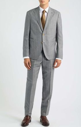 Jack Victor Irving Chalk Stripe Wool Suit in Light Grey at Nordstrom, Size 46