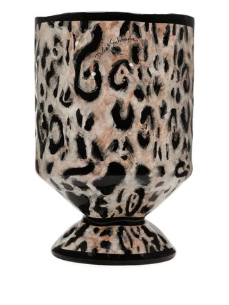 Dolce & Gabbana medium Outdoor leopard-print vase (58cm x 37cm) - unisex - ceramic - OS - Brown