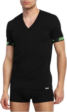 Dsquared2 T-Shirt Slim Fit con Scollo a V - - Tops - Uomo - Nero - XL
