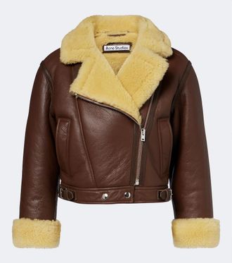 Acne Studios Chaqueta biker de piel con borrego
