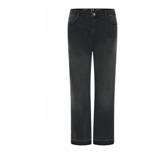 C.Ro Zwarte Wijde Pijp Broek Met Gebruikt Effect - Dames - Jeans - Zwart - Maat: 2XL