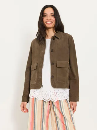 Fat Face FatFace Eliza Chocolate Brown Petite Petite Suede Jacket