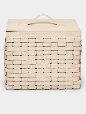 Riviere Woven Leather Wastepaper Basket