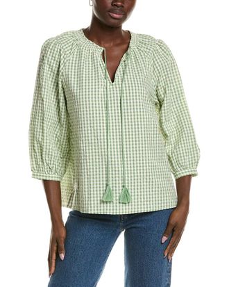 Vince Camuto Check Peasant Blouse