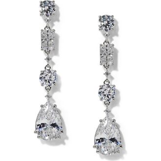 Nadri Everleigh Cubic Zirconia Linear Drop Earrings in Rhodium at Nordstrom