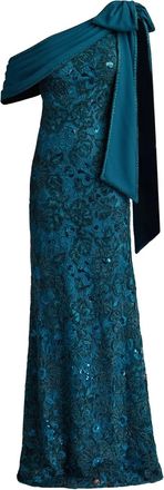 Tadashi Shoji Abito lungo con paillettes - Blu