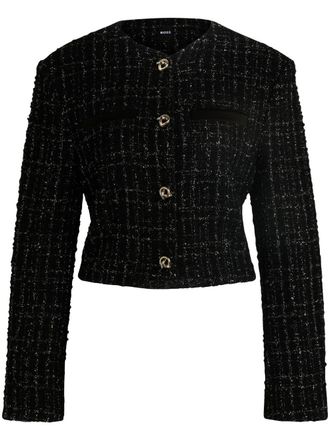 BOSS tweed jacket - women - Acrylic/Recycled Cotton - 40 - Black