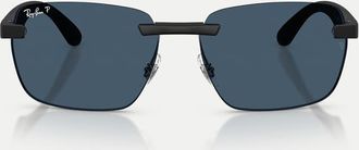 Ray-Ban Rb4470 - Occhiali da sole irregolari color nero sabbia con lenti blu ultra polarizzate