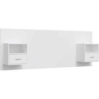 vidaXL Cabecero De Cama Con Mesitas Madera Contrachapada Blanco Vidaxl