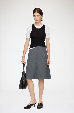 Ganni Mixed Shorts in Grey Wool Melange