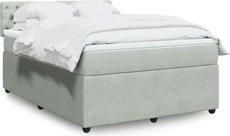 vidaXL Vidaxl - Cama Box Spring Con Colch&oacute;n Terciopelo Gris Claro 140x200 Cm