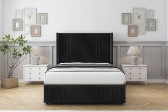 Comfort Beds Elise Naples Divan Base No Drawers - 54 Wingback-Footboard in Black | Size: Small Single